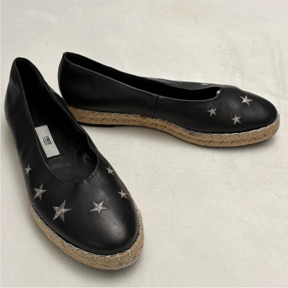 Miista Black Ballet Star-Embroidered Espadrille Flats - Women Size 40